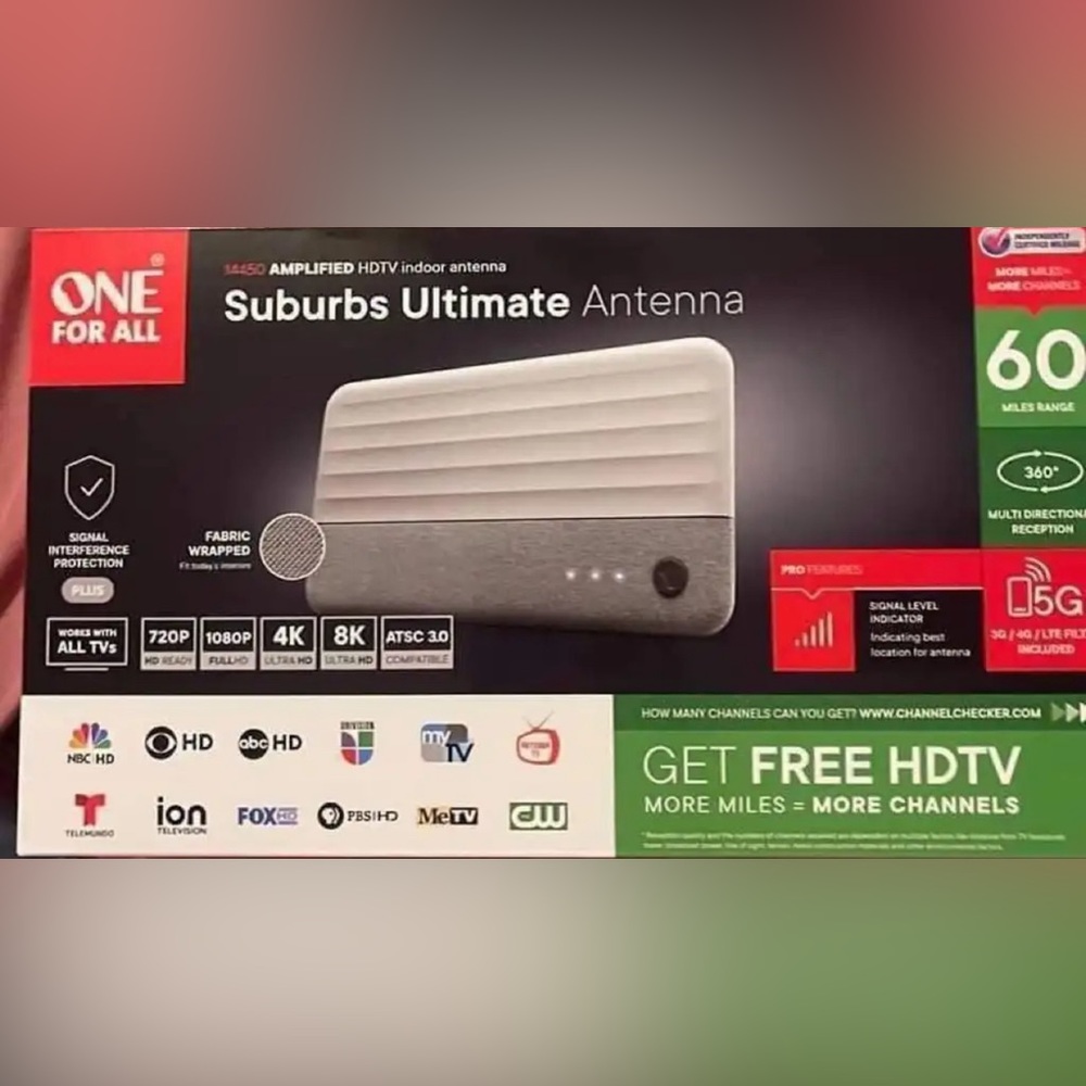 One For All 14450 Amplified Indoor TV Antenna - Supports 4K 1080p New